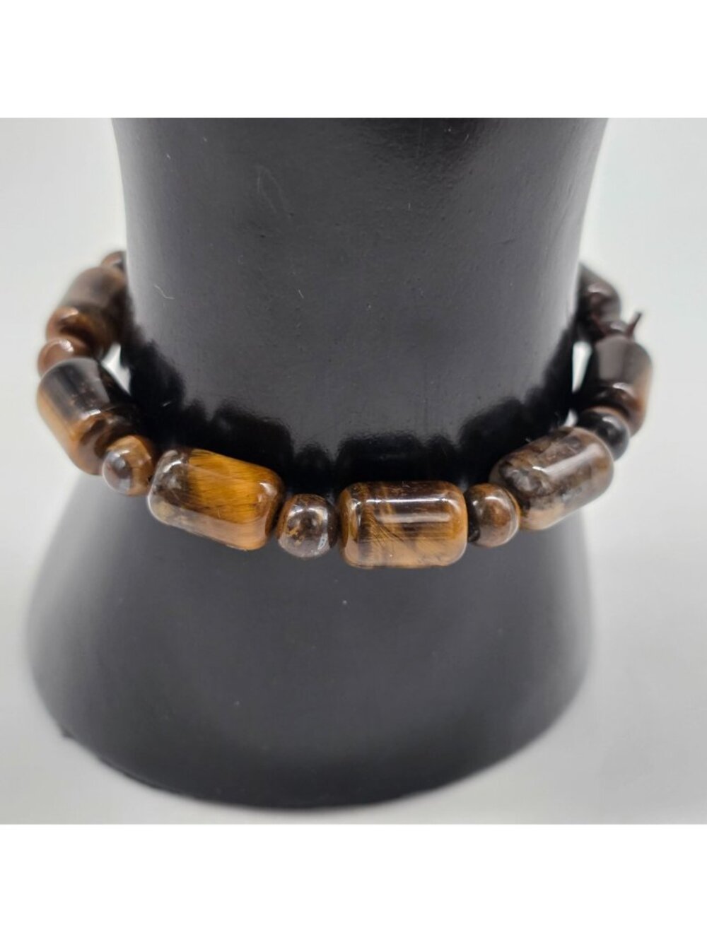 Tiger Eye Beaded Stretch Bracelet Unisex Jewelry Natural Stone Brown Oval & Roun - Picture 4 of 4